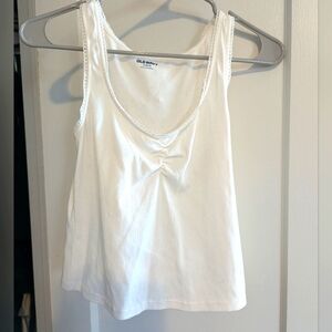 Cinched Rib-Knit Crop Tank Top MP Sea Salt